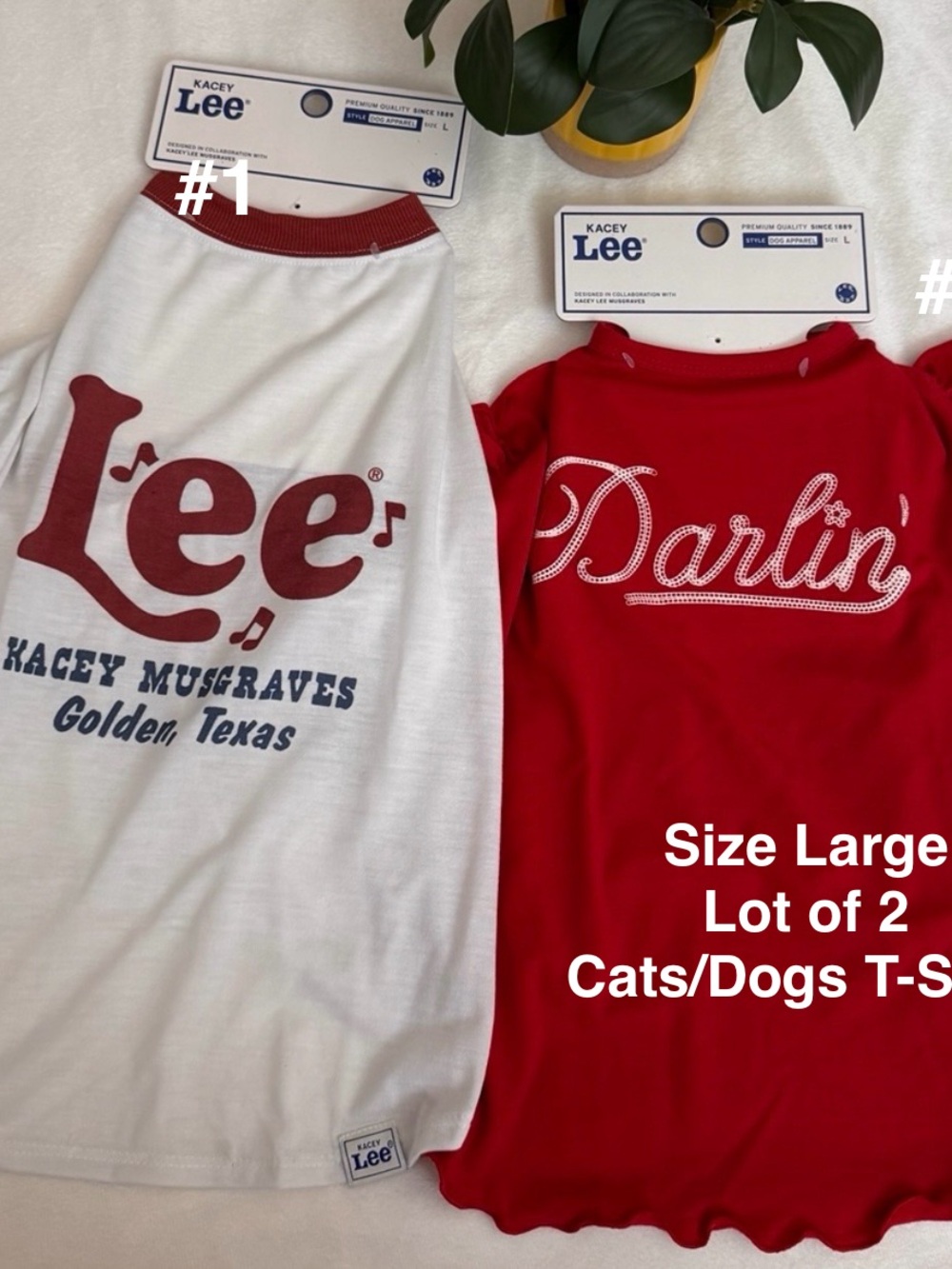 Kacey Lee  Pet Tee Shirt for Cats and Dogs, Red, White